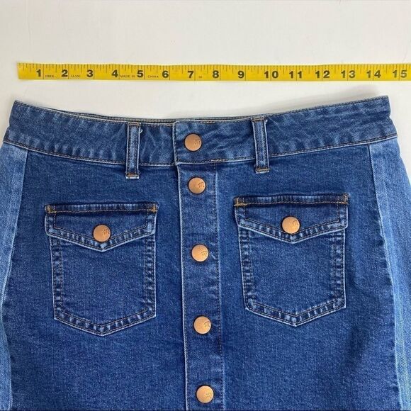 Madewell Two Tone Panel blue Jean Skirt size 28 - Picture 10 of 10
